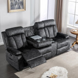GUEAPY 3 Seater Recliner Sofa Reclining Loveseat with Console Power Reclining Sofa with Heat and Massage, Cup Holders, USB & Type-C Charge Ports for Living Room (Grey) GUEAPY