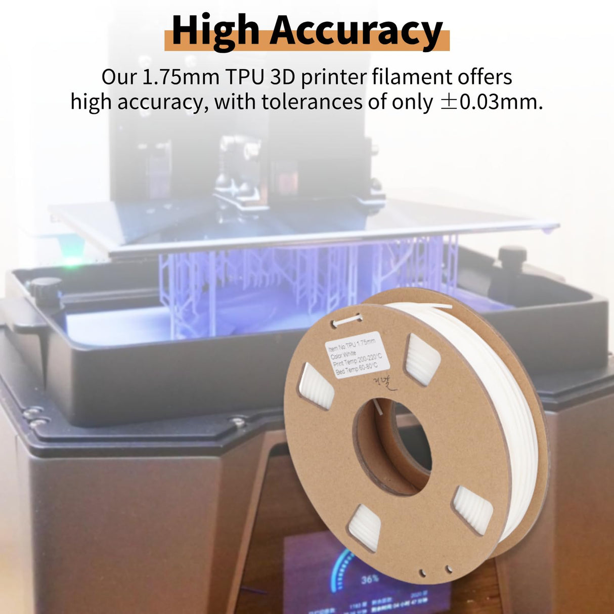 3D Printer Filament, 1.75mm Flexible TPU Filament Bundle, High Accuracy 95A Soft 3D Printer Consumable, for Shoe Soles Watch Bands Drone Parts, White Generic