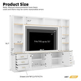 VilroCaz Modern 4-Piece Large TV Stand with Bookshelves for TVs Up to 75", TV Entertainment Center Wall Unit Media Center with Adjustable Shelves and 6 Drawers, TV Hutch for Living Room (White-8.17) VilroCaz