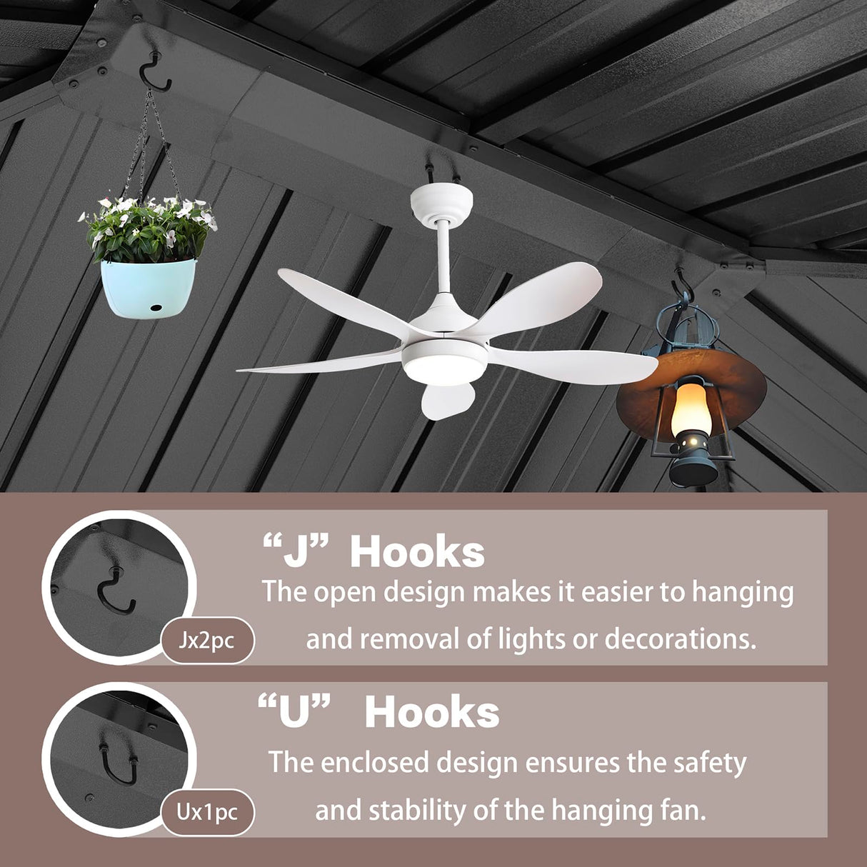 Endark 8' x 5'FT Grill Outdoor BBQ Gazebo Canopy with Two Metal Shelves,Outdoor Permanent Hardtop Gazebo Canopy for Patio, Garden, Backyard (5x8FT-1) Endark