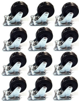 MegaDeal 12 Pack 2" Swivel Caster Wheels Rubber Base with Top Plate & Bearing Heavy Duty MegaDeal