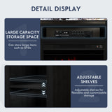 Furniwell Fireplace TV Stand for 65 Inch TV, Media Entertainment Center Console Table with 26" Electric Fireplace, Farmhouse TV Stand with Storage Cabinet for Living Room (Black) Furniwell