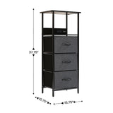 Flash Furniture Sodano 3 Nightstand with Charging Station, 2 USB Ports and 1 Outlet, Metal, Engineered Wood Top, Handles, Set of 1, Charcoal Drawers/Black Frame Flash Furniture