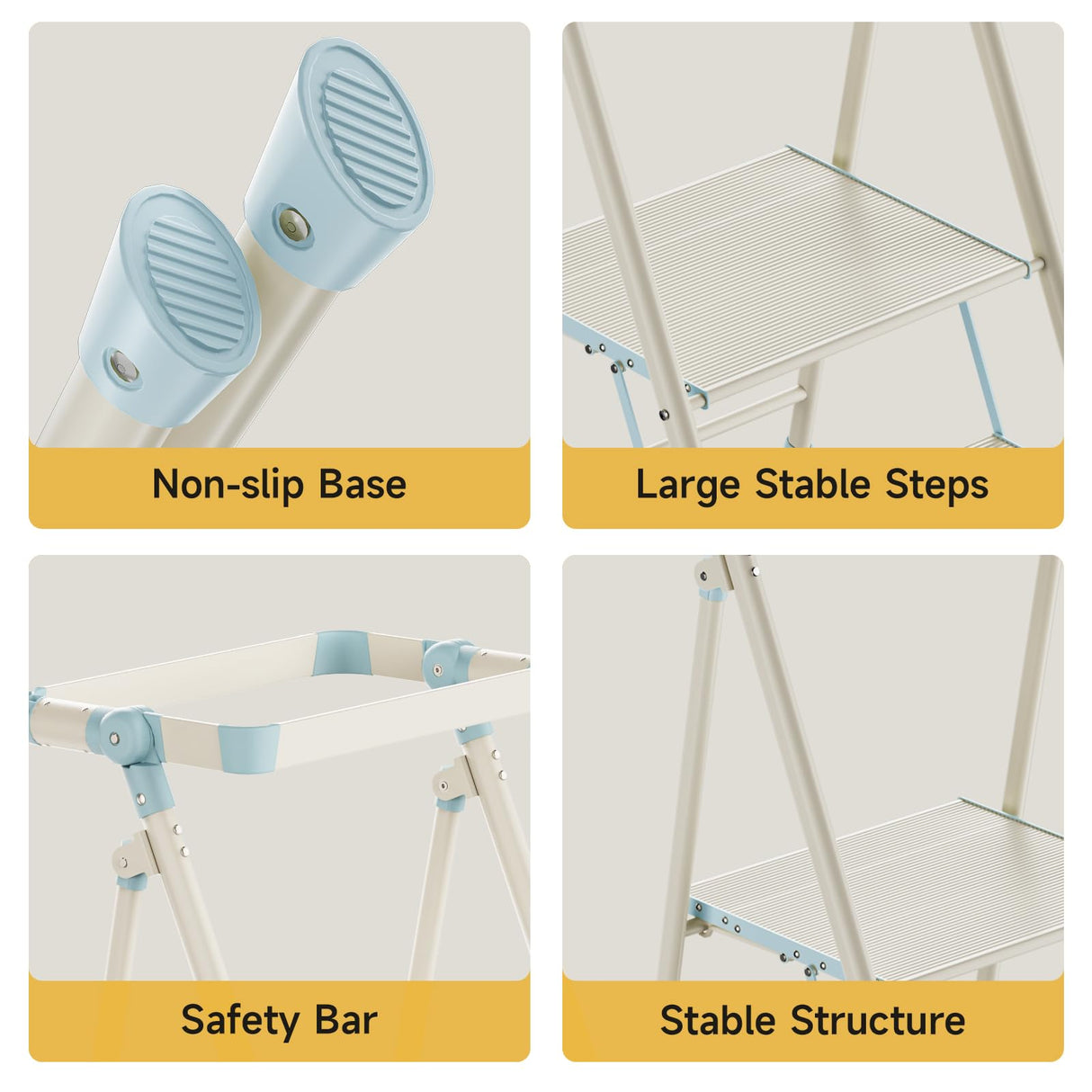 UNICOO® Foldable Toddler Tower - 2-Step Ladder for Adult, Toddler Tower Foldable & Compact - Foldable Kitchen Tower, Kids Step Stool, Folding Toddler Tower for Kitchen & Bathroom (Sea Salt Blue) UNICOO