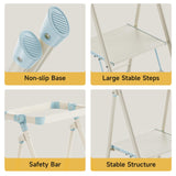 UNICOO® Foldable Toddler Tower - 2-Step Ladder for Adult, Toddler Tower Foldable & Compact - Foldable Kitchen Tower, Kids Step Stool, Folding Toddler Tower for Kitchen & Bathroom (Sea Salt Blue) UNICOO