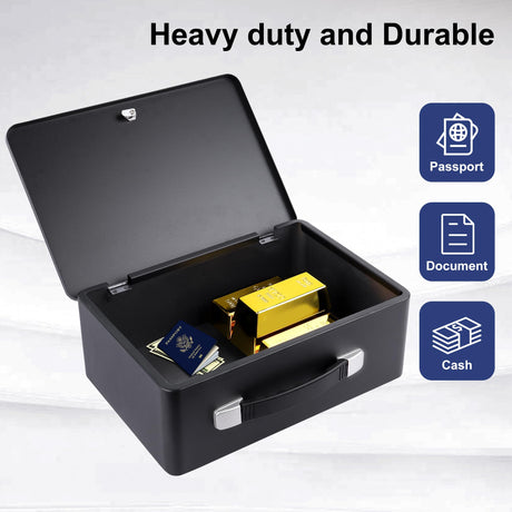 IUZIT Fireproof Document Box with Key Lock, Fire Resistant Safe Storge Box Security Chest for Valuables, Documents, Passport, Cash, Pistols, Exterior Size 12.7 x 8.7 x 4.6 Inch IUZIT