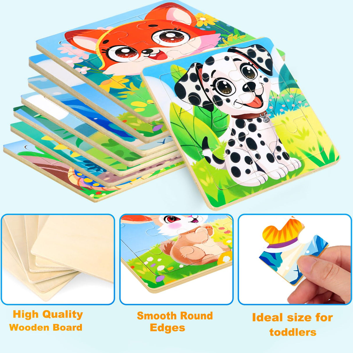 Puzzles for Toddlers 2-4, 9 Piece Animal Wooden Jigsaw Puzzles for Kids Ages 4-6 Year Old, Children Learning Educational Puzzles Toys for Boys and Girls (8 Packs) VOMYOZB