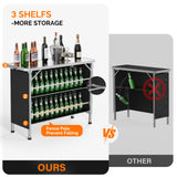 VINGLI 43" Foldable Portable Bar Table with 3-Tier Shelves for Events and Outdoor Use VINGLI