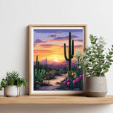 ARNLRDYA Cactus in Desert Paint by Numbers for Adults, Floral Sunset Paint by Number Kits for Beginner, Gobi Desert Scenery Acrylic Painting on Canvas for Gift Home Wall Decor(16×20inch, Unframe) ARNLRDYA