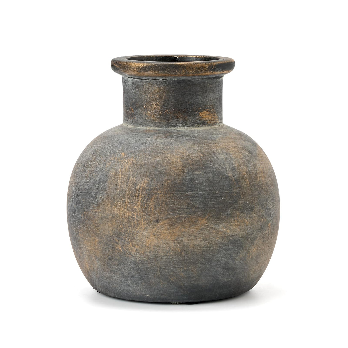 SIDUCAL Ceramic Rustic Farmhouse Vase | 6 Inch Pottery Decorative Flower Vase for Home Decor | Boho Vase | Terracotta Vase for Table, Living Room, Bathroom Decoration, Shelf Decor, Mantel, Bronze SIDUCAL