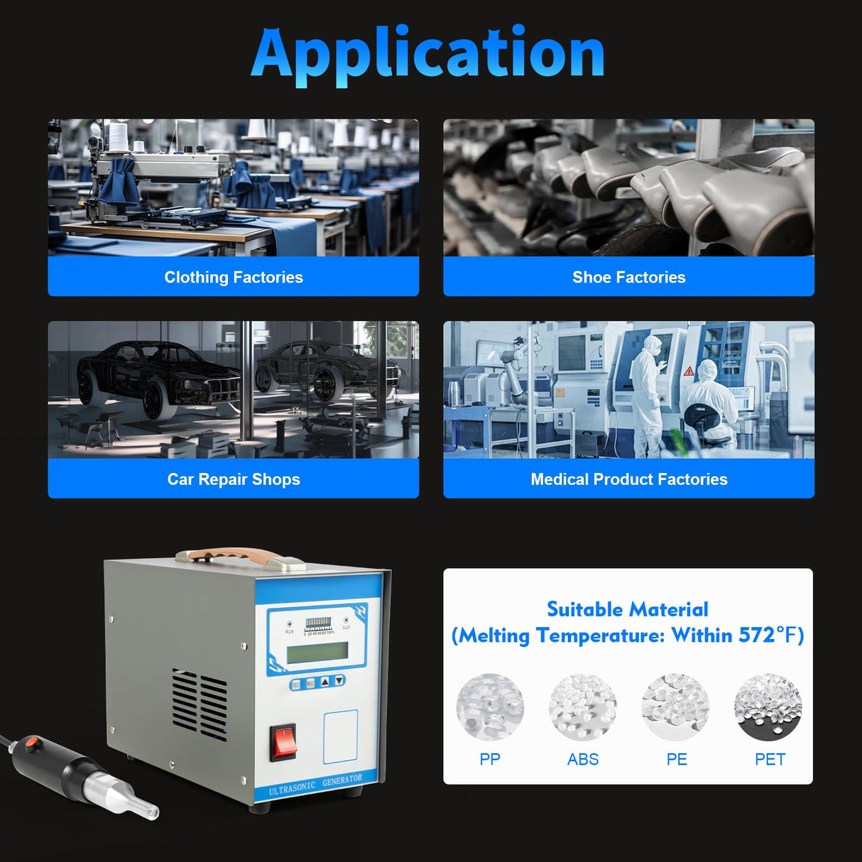 Ultrasonic Plastic Spot Welder, 110V Portable Plastic Welding Machine Portable Aluminum Cutter Welder Combo, 28KHz High-Frequency Handheld Industrial Ultrasonic Spot Welding Machine for ABS/PP/PE Beuioslyr