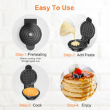 Crownful Mini Waffle Maker Machine, 4 Inch Chaffle Maker with Compact Design, Easy to Clean, Non-Stick Surface, Recipe Guide Included, Perfect for Breakfast, Dessert, Sandwich, or Other Snacks CROWNFUL