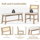 Wood Dining Table Set for 6 with 4 Chair & Bench, 6-Piece Rectangular Kitchen Table Set with 4 Upholstered Chairs & Bench Retro Dining Room Set for Dining Room (Natural Wood Wash) Harper & Bright Designs