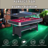 6-Ft Pool Table with Ping Pong Table Combo,2-in-1 Multi-Game Table with Billiard Balls, Cues, Paddles, Brush,for Family Recreation, Durable Structure, Quick Assembly CuisinSmart