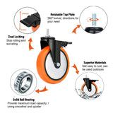 6 Inch Caster Wheels 2800Lbs, Heavy Duty Threaded Stem Casters Set of 4, 1/2"-13 x 1 (Screw Diameter 1/2", Stem Length 1"), Safety Dual Locking Industrial Castors, Wheels for Cart, Furniture Moogiitools