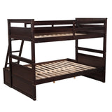 Twin Over Full Bunk Beds with 2 Under Bed Storage Drawers, Stronger & More Stable Bunkbed, Espresso Merax