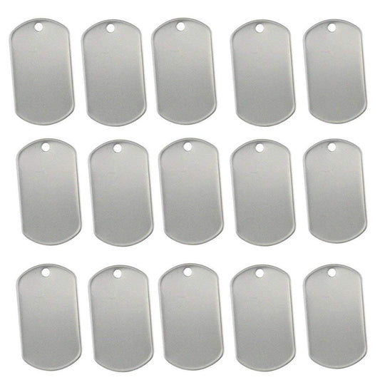 Tinsow 100PCS Blank Bulk Dog Tags for Stamping/Engraving Shiny Stainless Steel Military Rolled Edge Backing Dog Tags for Dogs Engraved