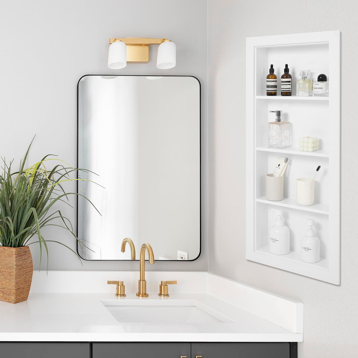 Houseables Recessed Medicine Cabinet, Recessed Wall Niche, Medicine Cabinet Insert, Bathroom Niche, In Wall Shelf, Insert for Drywall, Between Studs Shelf Replacement, Without No Mirror, 14x36 (17x38) Houseables