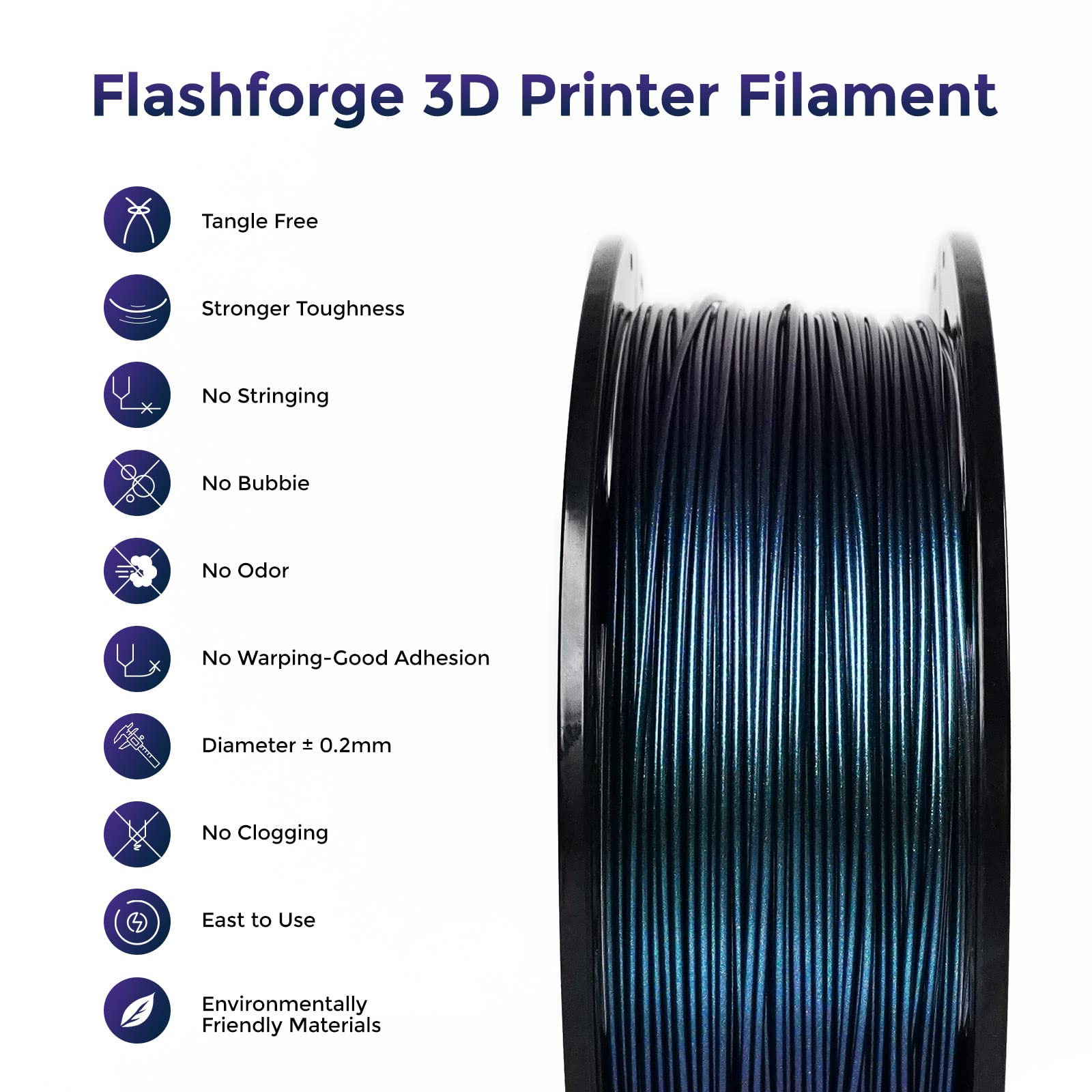 FLASHFORGE PETG Pro Filament 1.75mm +/- 0.02mm Burnt Titanium, Color Changeable 3D Printer Filament 1kg, Chameleon 3D Printing Filament Changing Colors with Light, Perfectly Hide The Layer Li - WoodArtSupply