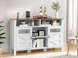 YITAHOME 55'' Farmhouse Buffet Cabinet with Storage, Large Sideboard Cabinet with 2 Doors & Open Storage, Versatile Coffee Bar Table for Kitchen & Living Room (White) YITAHOME