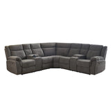 Power Reclining Sofa with Fabric Upholstery, 2 Consoles, USB Port and Cup Holders, Sectional Reclining Couch for Living Room Secsofier