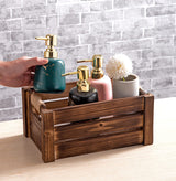 TIMRIS Set of 3 Rustic Wood Nesting Crates, Farmhouse Wooden Storage Container Boxes with Cutout Handles, Decorative Wooden Baskets for Display (Rustic Brown) TIMRIS