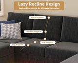 Yzyuankeji Smart Sectional Couches for Living Room, 6 Seat U/L Shaped Sectional Sofa with RGB Light/Charging, Modern Living Room Furniture for Apartments/Office/More (Dark Grey) Yzyuankeji