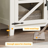 Algglobuy Modern Farmhouse Tv Stand for TVs up to 70 Inch, 58 Inch Entertainment Center with Iron Mesh Door & 2 Adjustable Shelves, Media TV Console Table for Living Room, White (White, 58 Inch) Algglobuy