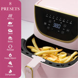 Paris Hilton Air Fryer, Large 6-Quart Capacity, Nonstick Made without PFAS, Touchscreen Display, 8-in-1 (Air Fry, Roast, Broil, Bake, Reheat, Keep Warm, Pizza, Dehydrate), Dishwasher Safe, Pink Paris Hilton