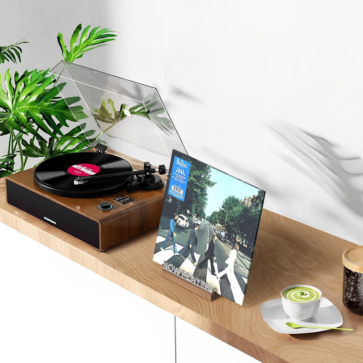 KORRTFID Now Playing Vinyl Record Stand, Vinyl Record Holder, Light Up Vinyl Record Display Stand, Vinyl Record Holder for Albums, Warm White Light with Fingerprint-Proof Acrylic Letters KORRTFID