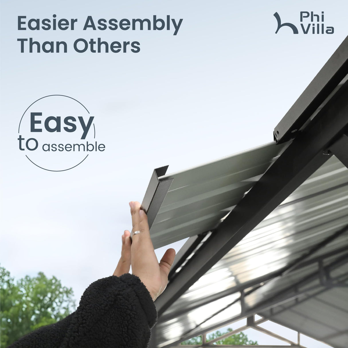 PHI VILLA 10 x 20 ft Carport Metal Carports with Galvanized Steel Roof, Sturdy Heavy Duty Metal Carport for Cars, Boats, and Tractors PHI VILLA