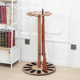 RattanView Wooden Gun Rack Holds 12 Guns Display Storage Holder Indoor Vertical Gun Stand with Soft Padding 2 Adjustable Heights for Living Room Collection Room Warehouse RattanView