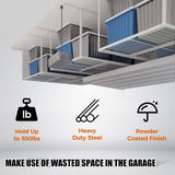 Kojem 3x6 Overhead Garage Storage Rack Adjustable Ceiling Garage Organization Shelf Ceiling Mounted Storage Racks White Kojem