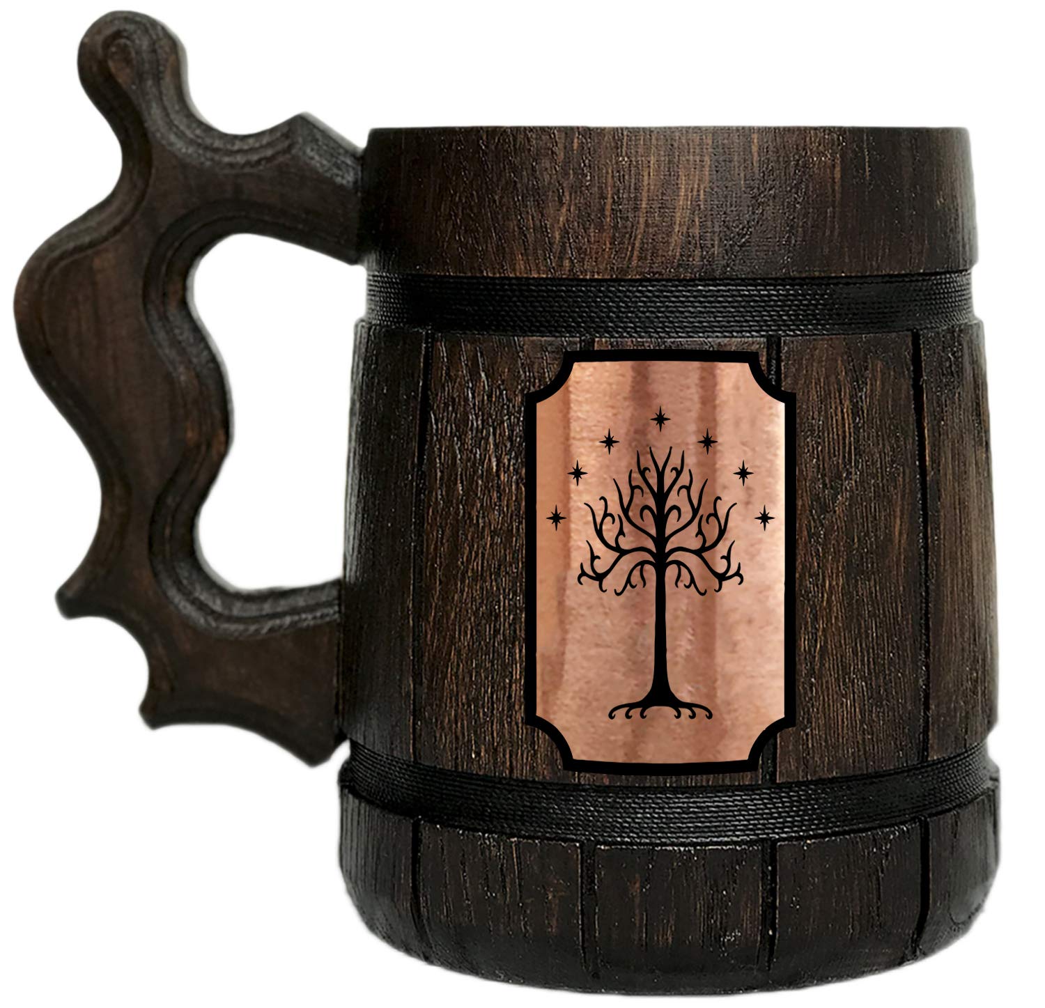 Tree Of Gondor Mug. Lord Rings Mug. Hobbit Mug. Wood Beer Steins. Gift Frodo Wooden Beer Mug Tankard. Gondor Mug. Hobbit Gift #97/0.6L / 22 ounces - WoodArtSupply