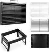 Folding Portable Barbecue Charcoal Grill, Barbecue Desk Tabletop Outdoor Stainless Steel Smoker BBQ for Outdoor Cooking Camping Picnics Beach (M1) AGM