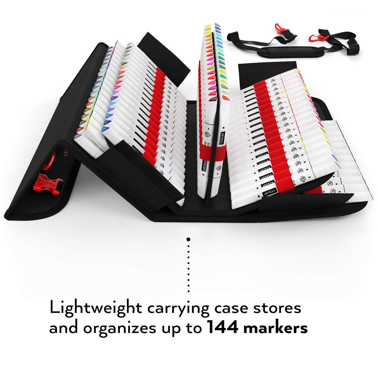 ARTEZA Art Alcohol Markers Set of 120 Colors, EverBlend Dual Tip Markers with 144-Slot Organizer, Fine and Broad Chisel Nib ARTEZA