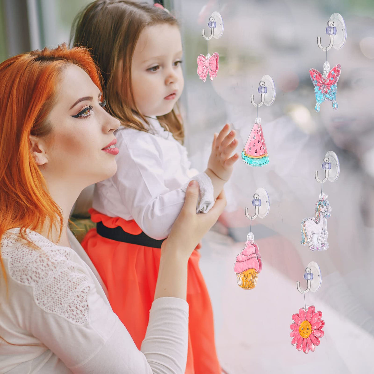 Lewtemi 36 Pcs Create Your Own Unicorn Window Art Suncatcher Kits for Kids Unicorn Craft Suncatcher Paint with 24 Suction Cups for Ornament Painting Kids Classroom Party Activities Lewtemi