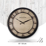 Presentime & Co 13" Farmhouse Series Wall Clock, Quartz Movement, Shiplap Style,Raised 3D Arabic Numeral, Oil Rubbed Bronze Presentime