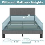 Lifezone Queen Bed Frame with Headboard,Linen Upholstered Bed Frame with Wood Slats Support,No Box Spring Needed,Heavy Duty Feet,Easy Assembly,Light Grey Lifezone