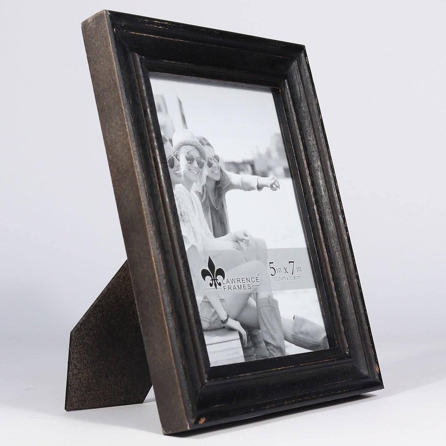 Lawrence 746557 5-Inch W x 7-Inch H Durham Weathered Black Wood Picture Frame