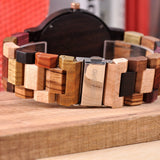 BOBO BIRD Men's Colorful Wooden Watches Analog Quartz Date Display Wood Watch Handmade Luxury Casual Wristwatch with Gifts Box for Men BOBO BIRD
