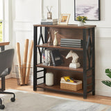 HOMISSUE Bookshelf, 4-Tier Rustic Short Bookshelf, Industrial Shelf Bookcase with Engineered Wood Shelves, Low Bookcase with Storage, Small Shelf for Living Room, Bedroom and Office, Rustic Brown HOMISSUE