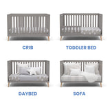 Delta Children Essex 4-in-1 Convertible Baby Crib, Grey with Natural Legs Delta Children