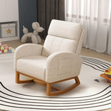 Gaussen Glider Rocking Chair Nursery Comfy Accent Chair with High Backrest Upholstered Living Room Chairs with Side Pocket Armchair Reading Chair for Bedroom Nursery Office, Cream Gaussen