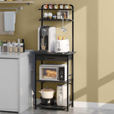 Homsorout Coffee Bar Station - Bakers Rack with Fabric Drawer, Microwave Oven Storage Stand, Bakers Rack for Coffee Stand Station, Home Kitchen Organizer, Black Homsorout