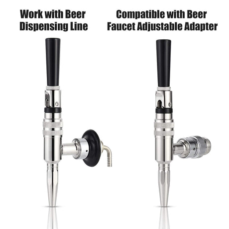MRbrew Stout Beer Coffee Faucet, 304 Grade Stainless Steel Beer Tap Nitrogen Keg Draft Faucet, Homebrew Cold Brew Kegerator Beer Tower Tap with Standard Black Plastic Tap Handle MRbrew