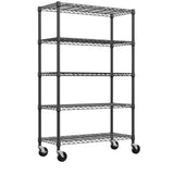 ALYIAMXL 5-Tier Steel Storage Shelving Unit with Wheels,1750 LBS Capacity Adjustable Utility Rack,Organizer Wire Shelves for Garage,Kitchen,Office,17.7" D x 47.2" W x 72.3" H ALYIAMXL