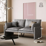 JFHID Leather Loveseat Sofa, Modern Love Seat with Thickened Cushions, Removable Cover, 68'' Small Leather Couch for Bedroom & Living Room, Grey JFHID