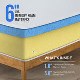 Twin Mattress 6 inch Gel Memory Foam Mattress Queen Mattresses Medium Firm Mattresses for Cool Sleep Relieving Pressure Relief CertiPUR-US Certified Mattress in a Box FDW