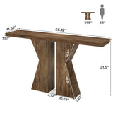 Tribesigns 55-Inch Farmhouse Entry Table, Sofa Console with K-Shaped Legs Rustic Behind Couch Table, Narrow Entryway Furniture Accent Piece for Hallway, Living Room Tribesigns